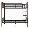 Double Bed Plus Double Bed Plus Metal Bunk Bed, Industrial Grade Detachable Bunk Bed With Safety Railing, Suitable For Teenagers, Black,
