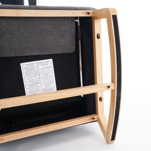 Accent Rocking Chair With Footrest High Back Rubber Wood Rocking Legs Bedroom Living Space 26.77D X 38.36W X 39.76H Inch