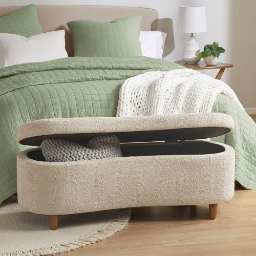 Boucle Flip Top Storage Bench Taupe See Below