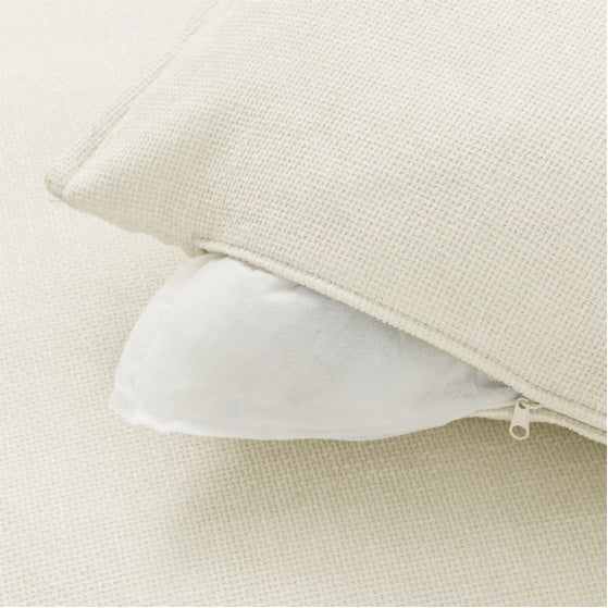 Modern Chenille Comfy Upholstered 3-Seat Sofa With 2 Lumbar Pillow, Deep Seat Sofa Sleeper For Living Room, Apartment, Office, Studio  Beige White, 3-Seat