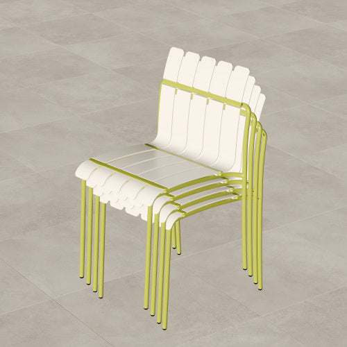 4-Pack Modern Striped Color Block Chairs - Waterproof PP Seat  Sturdy Metal Legs, Indoor Outdoor Dining Set For Patio, Balcony,