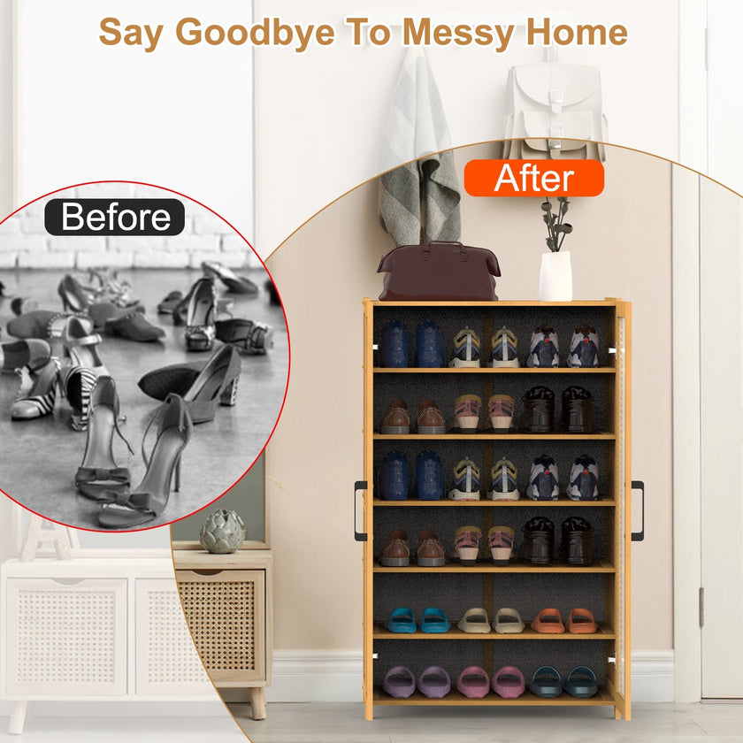 6-tier Bamboo Shoe Rack, Freestanding Shoe Cabinet