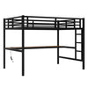 Metal Full XL Size Loft Bed With Power Outlet And LED Lighted, Space-Saving, Noise Reduced, Black