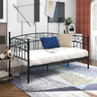 Metal Daybed Frame Multifunctional Mattress Foundation Bed Sofa With Headboard, Twin, Black