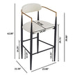 Barstools Set Of 2, Counter Height Upholstered Bar Stools With Back For Kitchen Island, Beige Faux PU Leather Seating Black Iron Legs 260LBS Weight Capacity
