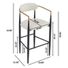 Barstools Set Of 2, Counter Height Upholstered Bar Stools With Back For Kitchen Island, Beige Faux PU Leather Seating Black Iron Legs 260LBS Weight Capacity