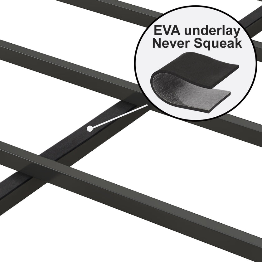 Queen Size Bed Frame With Charging Station, Upholstered Headboard, Metal Platform, Grey