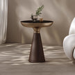 Tempered Glass Round Light Luxury Modern Solid Wood Side Table
