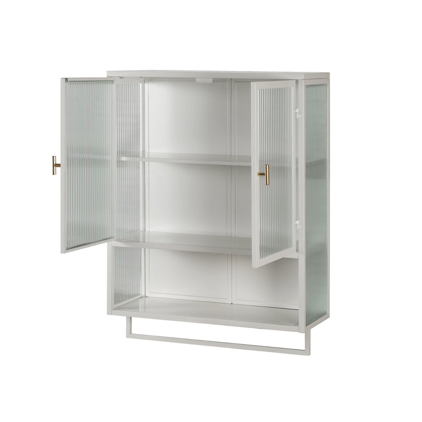 Modern Two-Door Wall Cabinet With Glass Doors And Open Shelf