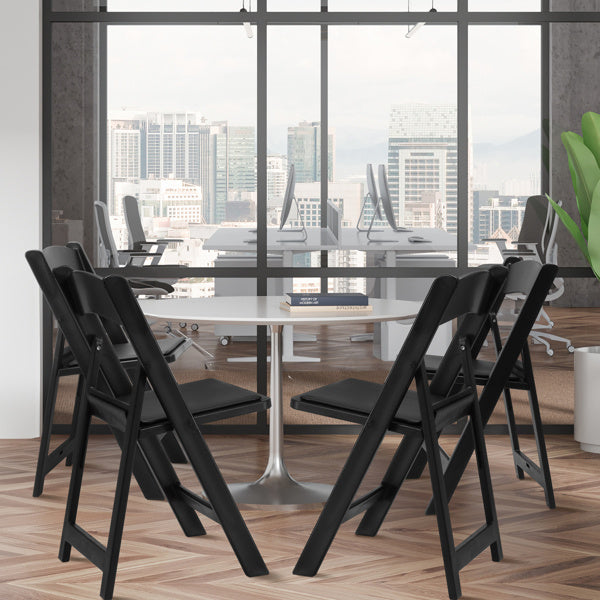 1pcs Black Plastic With Cushion Courtyard Plastic Folding Chair