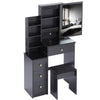 29.2 Small Space Left Bedside Cabinet Vanity Table   Cushioned Stool, Extra Large Right Sliding Mirror  Multi Layer High Capacity Storage, Practical Fashionable Dresser Suitable For Small Space