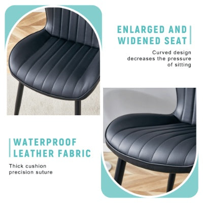 The Black Minimalist Ergonomic Dining Chair Comes In A Pack Of 4, With A Comfortable Design Of Extended And Curved Seat Cushions, Unlocking A Comfortable And Minimalist New Sitting Posture.