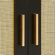 Side Panel Buffet Cabinet With Natural Rattan Door, Rattan Storage Cabinet With Adjustable Shelves,