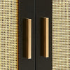 Side Panel Buffet Cabinet With Natural Rattan Door, Rattan Storage Cabinet With Adjustable Shelves,