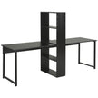 Extra Long 2-Person Desk With Bookshelf Black Home Office Workstation Combo