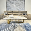 Modern Rectangular Coffee Table With Sintered Stone Top, Gold Metal Frame, For Living Room