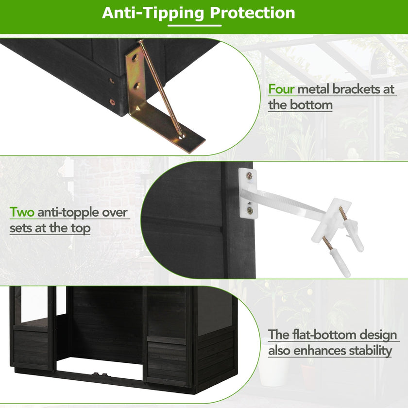 TOPMAX 78-inch Wooden Greenhouse Cold Frame With 4 Independent Skylights And 2 Folding Middle Shelve