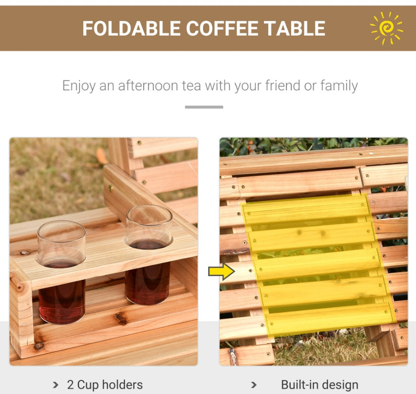 Wooden Swing Bench Heavy Duty Steel Chains 59 W X 29.5 D High Backrest, 440lbs Capacity, Natural