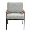 Modern Accent Chair With Natural Wood Armrests And Black Metal Frame, Light Beige Upholstered Seat And Backrest, Comfortable Lounge Chair For Bedroom, Living Room, Dining Room, Set Of 1