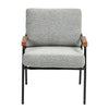 Modern Accent Chair With Natural Wood Armrests And Black Metal Frame, Light Beige Upholstered Seat And Backrest, Comfortable Lounge Chair For Bedroom, Living Room, Dining Room, Set Of 1