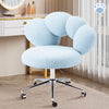 Armless Desk Chair Teddy Fabric Vanity Chair With Wheel
