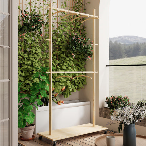 Solid Wood Garment Clothes Rack With 6 Wooden Hangers, Space-Saving Design, Adjustable Shelf, And Wheels For Easy Mobility  Perfect For Bedroom, Living Room, Or Entryway