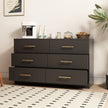 Black Color Large 6 Drawers Chest Of Drawer Dressers Table With Golden Handle