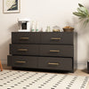 Black Color Large 6 Drawers Chest Of Drawer Dressers Table With Golden Handle