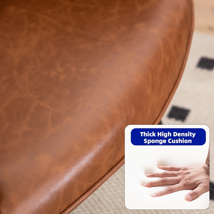 Bonded Leather Armchair, Modern High Back Accent Chair With Metal Legs