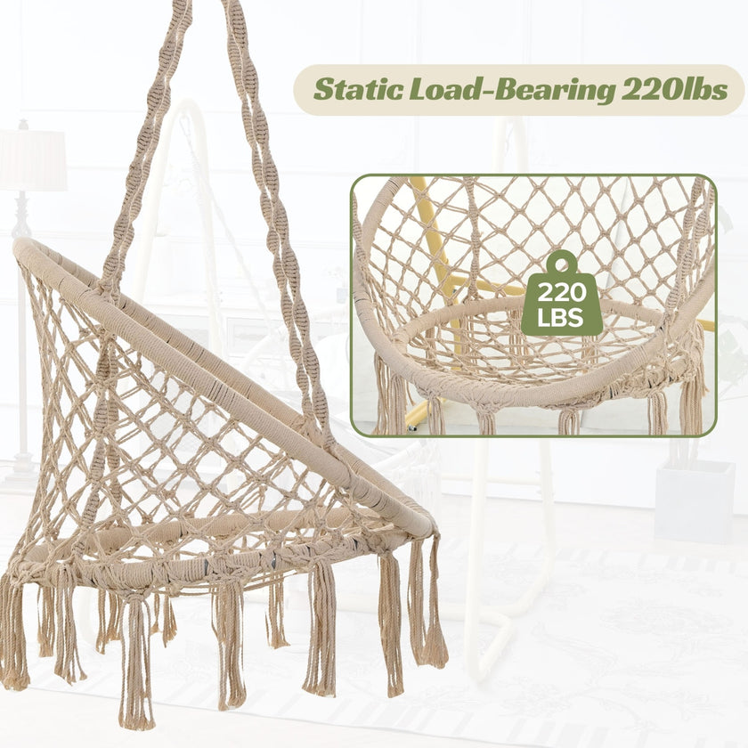 Swing Chair Handmade Macrame Swing Hammock Chair With Stand