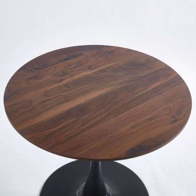 31.5 BLACK AND WALNUT Tulip Table Mid-century Dining Table For 2-4 People With Round Mdf Table Top, Pedestal Dining Table, End Table Leisure Coffee Table