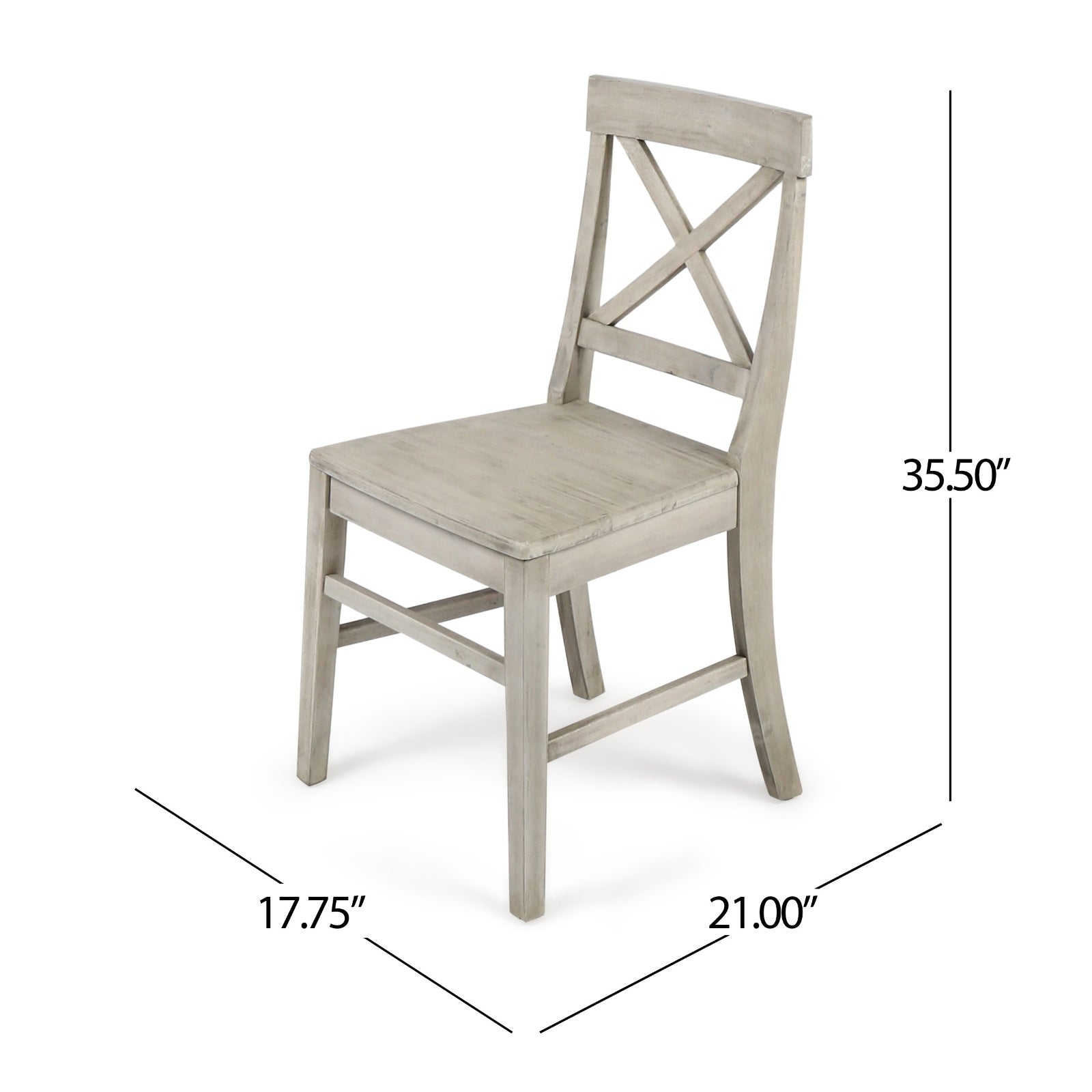 Acacia Wood Dining Chairs, Light Grey Wash, 21D X 17.75W X 35.5H Inch  Set Of 2