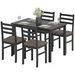 5-Piece Small Kitchen Table Set For 4, Farmhouse Dining Table Set With Upholstered Chairs And Rubber Wood Legs, Black