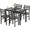 5-Piece Small Kitchen Table Set For 4, Farmhouse Dining Table Set With Upholstered Chairs And Rubber Wood Legs, Black
