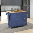 Rolling Mobile Kitchen Island With Drop Leaf - Solid Wood Top, Locking Wheels & Storage Cabinet 52.7 Inch Width