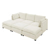 Comfy Cloud Couch Sectional 3 Seat Sofa With 2 Ottoman, Chenille Sofa Sleeper Deep Seat Sofa With Throw Pillows For Living Room Beige White