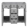36 Bathroom Vanity Without Sink, Cabinet Base Only, Two Cabinets And Five Drawers, Solid Wood Frame, Grey