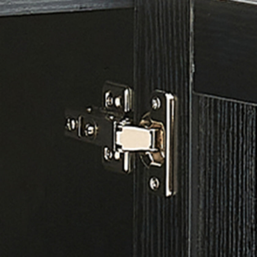 Side Panel Buffet Cabinet With Natural Rattan Door, Rattan Storage Cabinet With Adjustable Shelves,