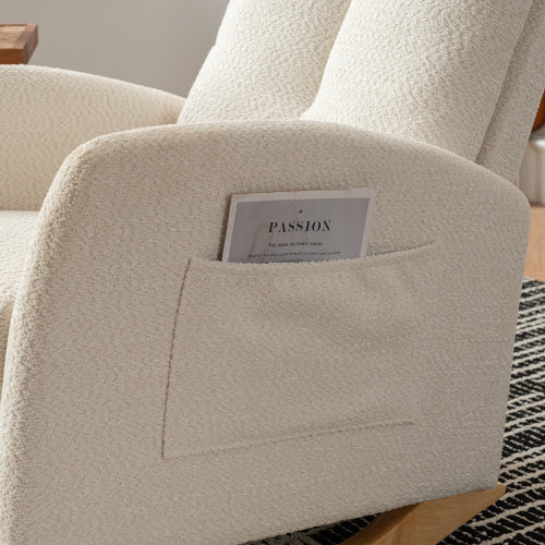 Accent Rocking Chair With Footrest High Back Rubber Wood Rocking Legs Bedroom Living Space