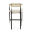 Barstools Set Of 2, Counter Height Upholstered Bar Stools With Back For Kitchen Island, Beige Faux PU Leather Seating Black Iron Legs 260LBS Weight Capacity