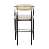 Barstools Set Of 2, Counter Height Upholstered Bar Stools With Back For Kitchen Island, Beige Faux PU Leather Seating Black Iron Legs 260LBS Weight Capacity
