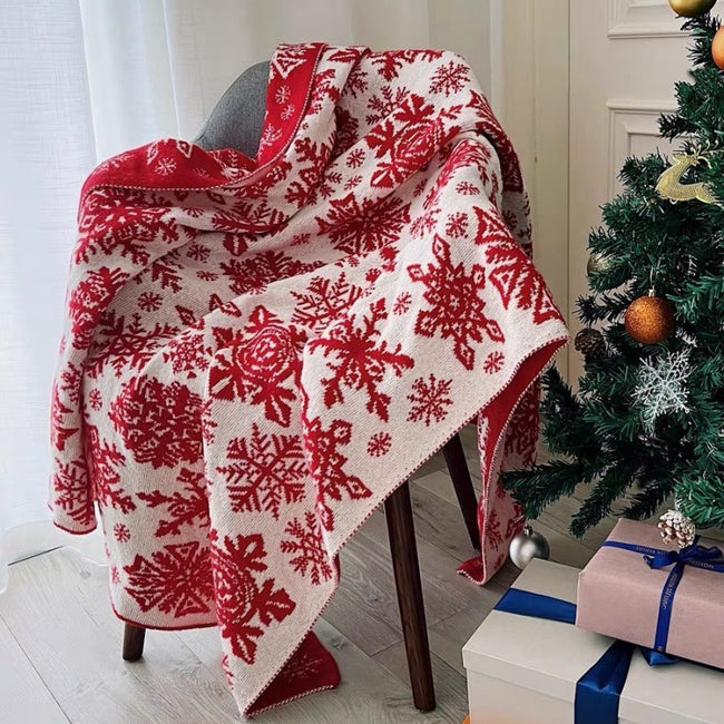 Nordic Knitted Snowflake Blanket Decorative Blanket Living Room Sofa