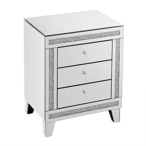 21.5 Inch X15.8 InchX26.8 InchSilver Mirror Three Drawer Cabinet,Multi Functional Storage Cabinet