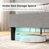 Modern Platform Bed Frame With Upholstered Headboard & Wooden Slats - No Box Spring Needed, Easy Assembly, Grey