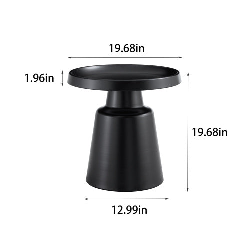 Set Of 2 Round Metal Side Coffee Table Black And White 70cm And Balck 50 Cm