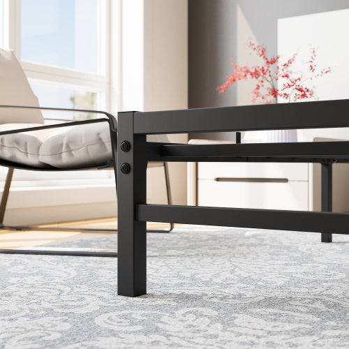 Queen Size Platform Bed Frame With Wooden Headboard, Under Bed Storage, Non-Slip, Noise Free, Easy Assembly, Black