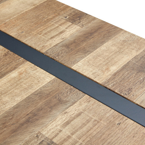 A Minimalist Retro Rectangular Dining Table With A Specially Textured Top And Black Metal Legs.Contemporary Minimalist MDF Wood Color Textured Tabletop.Able To Give People A Visual Beauty With Rules.