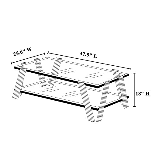 47 Wide Rectangle Modern Stainless Steel Coffee Table, Double-Layer Clear Tempered Glass Coffee Table, Center Table With Storage, For Living Room Home Office, Easy Assembly