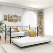 Twin Size Daybed Metal Frame With Trundle Set, Twin Day Bed Sofa, Daybed And Roll Sofa Bed For Guest Room, Bedroom, Living Room, Victorian Style, Black