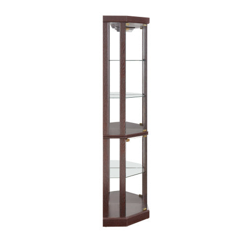 Corner Lighted Curio Cabinet Corner Glass Cabinet Lighted Curio Cabinet Corner Display Case For Living Room, Curio Cabinet, Antique Collection, Wine,Bar Glass Storage Light Included,Dark Cherry